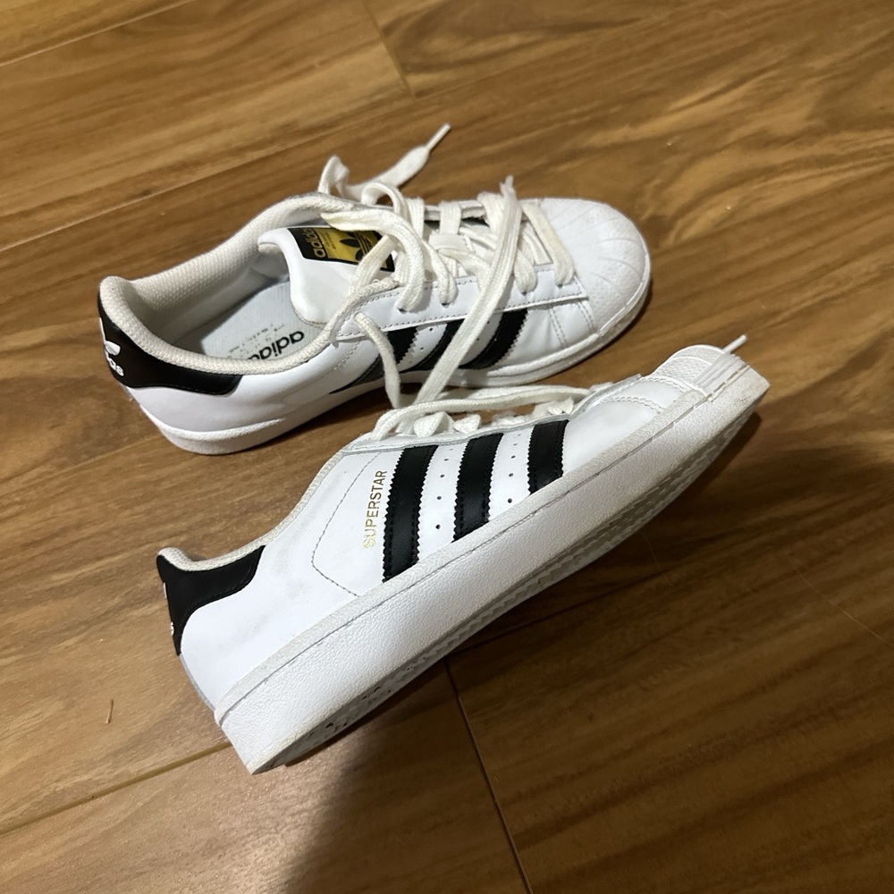 Adidas Kids White and Black Striped Sneakers
